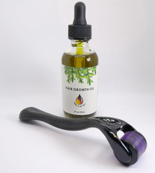 Organic Hair Growth Kit – Hair Oil + Derma Roller | Stimulates Growth &amp; Strengthens Roots