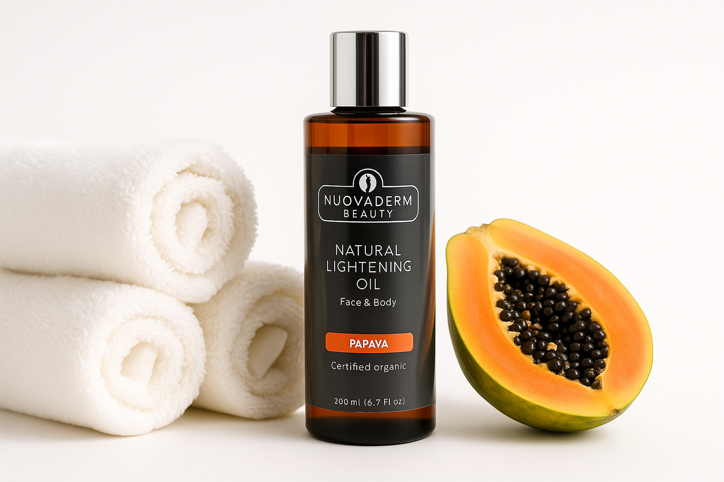Certified Organic Natural Brightening Oil with Papaya, Vitamin C & E