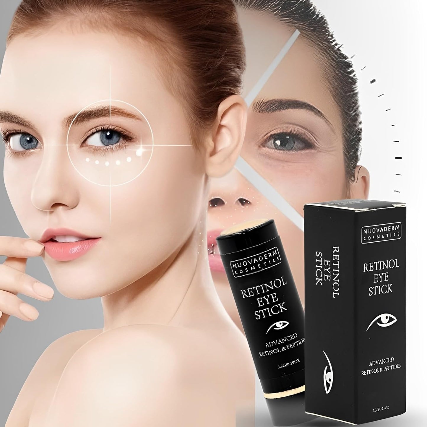 Advanced Retinol Eye Stick Balm - Hydrating Under Eye Stick Brightening Eye Cream with Peptides for Fine Lines, Wrinkles, Dark Circles & Puffiness - Unscented Anti Aging Eye Cream for Women & Men
